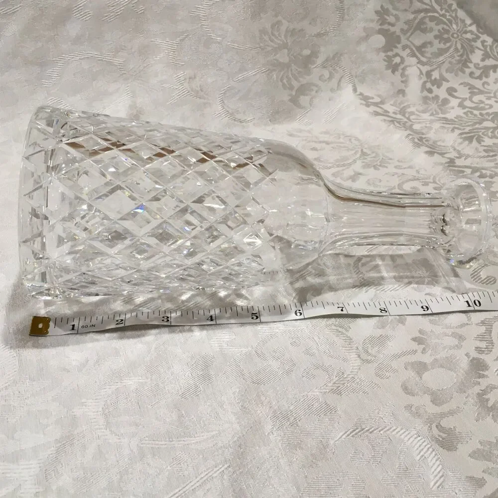 Vintage Crystal Decanter Bottle Diamond Cut Pattern Clear -No Stopper